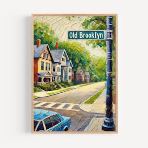 Arte murale di Brooklyn, stampa di Brooklyn, arte di Cleveland, regalo di Cleveland, stampa di viaggio, poster di viaggio, regalo di inaugurazione della casa, arte dell'Ohio, arte degli Stati Uniti