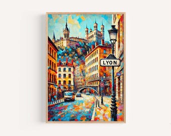 Lyon France Art Print: Colorful European Travel Poster