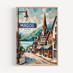 Art Magog Wall Print - Quebec Travel Poster, Canadian Artwork, Home Decor, Housewarming Gift, Canada Map Illustration, Modern Travel Art