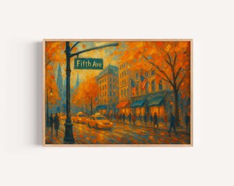Fifth Avenue Fall Art Print – NYC Yellow Taxi Wall Decor