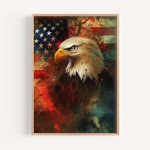 Bald Eagle Artwork Abstract USA Wall Art Patriotic American Independence Home Decor Poster