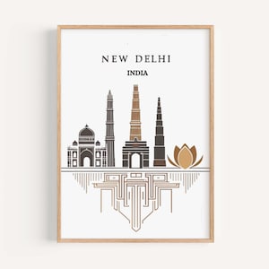 New Delhi Print Wall Art - Indian Travel Poster, Home Decor, Housewarming & College Gift, Unique India Artwork