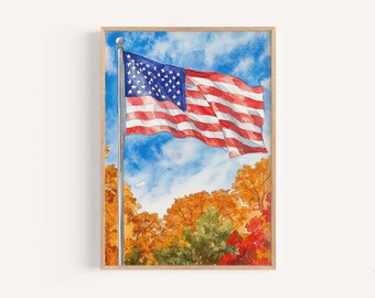 American Flag Art Print: Patriotic USA Home Decor