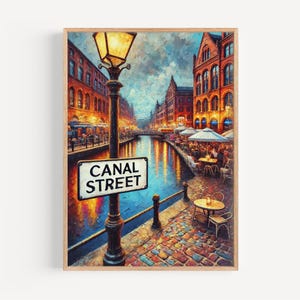 Canal Street, Manchester Art Print: England Travel Poster