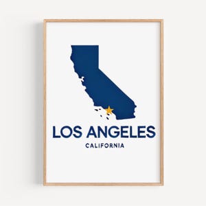 Los Angeles Wall Art Print, California Home Decor, LA Souvenir, Travel Poster, College Dorm Gift, Housewarming Art, Modern LA Map Design