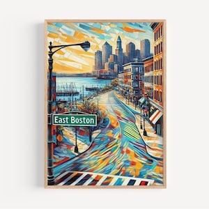 East Boston Wandkunst, East Boston Druck, Boston Kunst, Boston Geschenk, Reisedruck, Reiseplakat, Einweihungsgeschenk, amerikanische Kunst, USA-Dekor