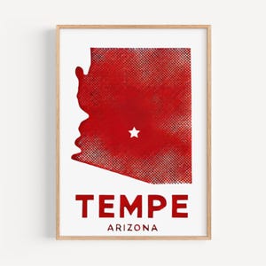 Tempe Wall Art, Tempe Print, Arizona Art, AZ Gift, Travel Print, Home Decor, Housewarming-cadeau, kunst aan de muur, College Wall Art