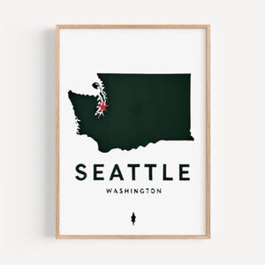 Seattle muurkunst, Seattle print, Washington Art, WA cadeau, reizen print, decor van het huis, housewarming cadeau, kunst aan de muur college