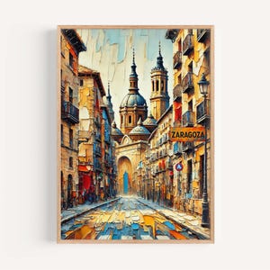 Zaragoza Spain Art Print: Vibrant City Travel Poster