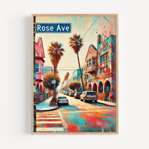 Venice Wall Art Rose Ave Print - California Travel Poster, Venice Gift & Housewarming Decor