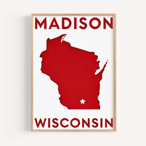 Madison Print Wall Art - Wisconsin Travel Poster, Wisco Home Decor, College Dorm Gift