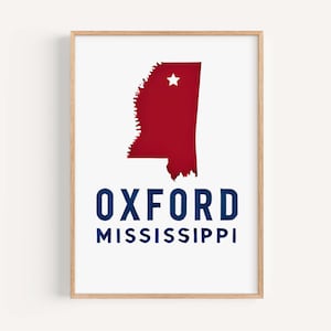 Oxford Druck Mississippi Wandkunst, Oxford Reise Dekor, College Geschenk, Housewarming, MS Kunstwerk, Südländische Dekoration