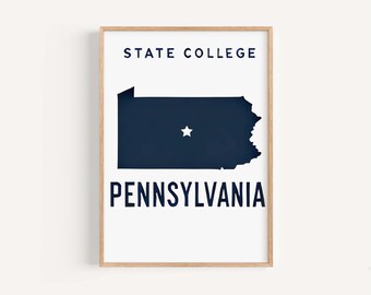 State College Pennsylvania Art Print: Modern Home Decor