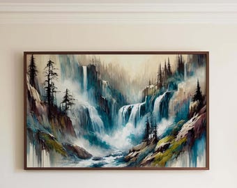 Waterfall Art Print: Nature Stream Landscape, Home Decor