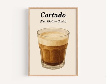 Impression d'art Cortado Coffee : cadeau pour amateur d'espresso, décoration murale de café