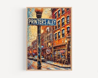 Printer's Alley Nashville Print: Vibrant Tennessee Travel Poster
