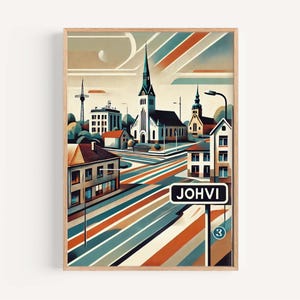 Johvi Kunst Wand Poster – Estnien Reiseplakat, Skandinavische Stadt Karte, Johvi Wohnkultur, Housewarming Geschenk, modernes europäisches Kunstwerk
