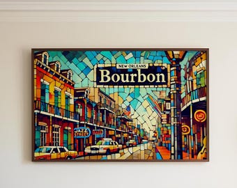 Bourbon Street Wall Art - New Orleans Cubism Print, Travel Poster & Gift, Unique Housewarming Decor