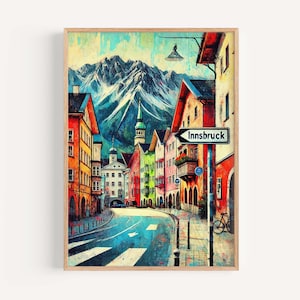 Innsbruck Art Print - Vintage Austrian Travel Poster, European Wall Art, Housewarming Gift, Innsbruck Decor, Austria Travel Print