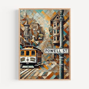 Powell Street Wall Art San Francisco Print California Art Travel Poster California Gift Travel Souvenir Home Decor Modern Street Sign Art