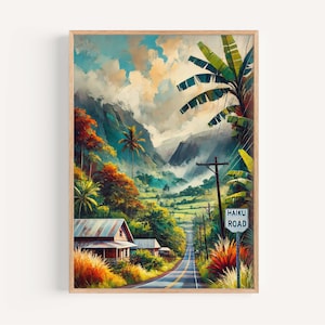 Haiku Road Print Maui Wall Art, Hawaiian Travel Poster, Housewarming Gift, Tropical Haiku Road Artwork, Maui Decor, Hawaii Print