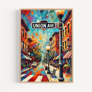 Union Ave Wandkunst, Union Allee Druck, Memphis Kunst, Tennessee Geschenk, Reisedruck, Reiseplakat, Housewarming Geschenk, Tennessee Kunst