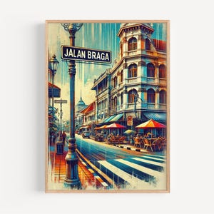 Jalan Braga Art Print: Bandung, Indonesia Travel Poster