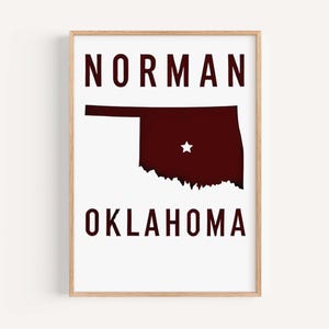 Norman Oklahoma Art Print: Modern Travel Poster