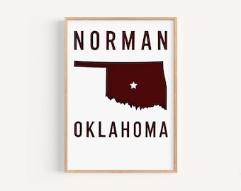 Norman Oklahoma Art Print: Modern Travel Poster