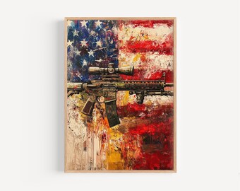 抽象的なアメリカ国旗のアートプリント：愛国的なアメリカの壁飾り