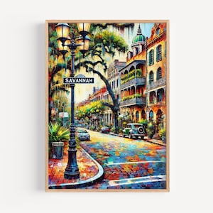 Georgia Savannah Wall Art Print - Travel Poster & USA Decor, Housewarming Gift, Georgia Travel Map, Southern USA Home Wall Decor