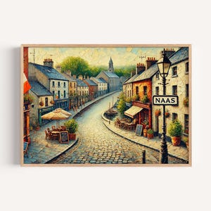 Naas Art Print – Ierland stad muurkunst, reisposter, housewarmingcadeau, Europees decor, Naas-kaartkunstwerk, Iers reiscadeau