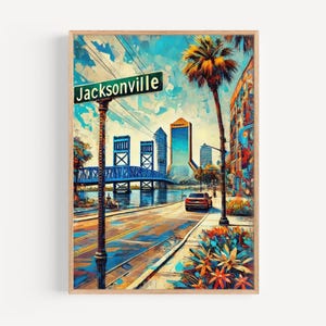Art Jacksonville Wall Art Print - Florida Travel Poster, USA Decor, Housewarming Gift, Coastal Wall Decor, Florida Gift Idea