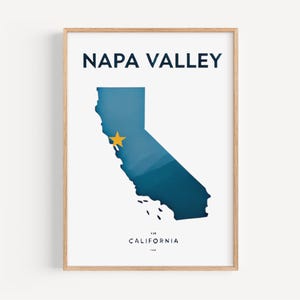 California Napa Valley Wall Art Print - Travel & Home Decor, Housewarming or College Gift, Rustic California Artwork