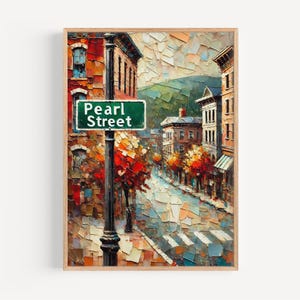 Pearl Street Wall Art Burlington Vermont | Scenic Travel Poster | Vibrant Downtown Scene | Gift for Vermont Lovers | Personalized Home Decor