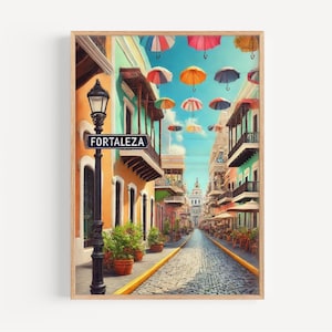 Arte murale di Fortaleza Street, stampa di Fortaleza Street, arte della vecchia San Juan, regalo di Porto Rico, stampa di viaggio, poster di viaggio, regalo, arte di Porto Rico, decorazione