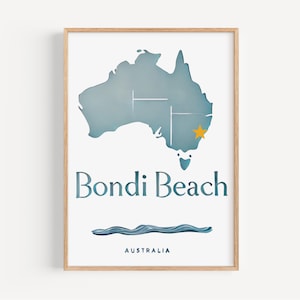 Australia Bondi Beach Wall Art Print – Coastal Travel Decor, Housewarming & College Gift, Modern Home Artwork, Australia Beach Poster