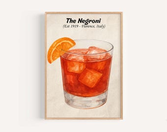 Stampa del cocktail Negroni: arte del carrello del bar