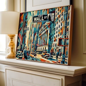 Wall Street Wall Art, Manhattan Druck, NYC Aquarell Kunst, Bankenviertel Geschenk, Reisedruck, Reiseplakat, Housewarming Geschenk Bild 4