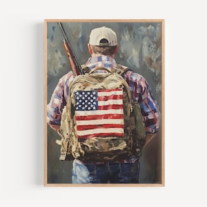 アメリカンハイカーアートプリント：抽象的なアメリカ愛国的な壁装飾