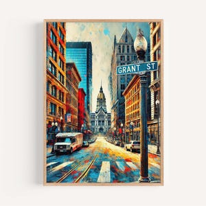 Grant Street Pittsburgh Art Print: Pennsylvania Travel Poster