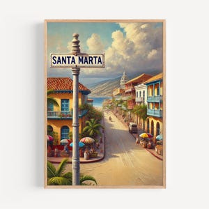 Santa Marta Colombia Art Print: Vibrant Travel Poster