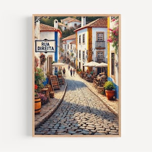 Arte della parete Rua Direita, stampa Rua Direita, arte portoghese, regalo portoghese, stampa di viaggio, poster di viaggio, regalo, arte europea, arredamento europeo
