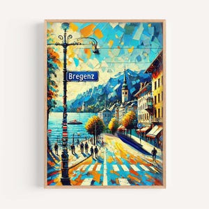 Bregenz Art Travel Print - Austria City Wall Art, European Travel Poster, Housewarming Gift, Bregenz Wall Decor, Austrian Home Decoration