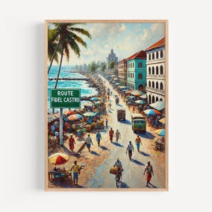 Fidel Castro Wall Art, Havana Street Scene Print, Cuba Travel Poster, Vibrant Cuba Artwork, Home Decor, Gift for Travelers, Cuban Souvenir