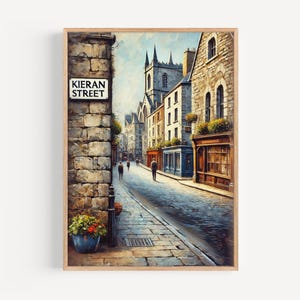 Ireland Kilkenny Kieran Street Wall Art Print, Travel Poster, City Map, Irish Housewarming Gift, Kilkenny Decor, Unique Ireland Artwork