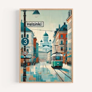 Art mural Helsinki, impression Helsinki, art Helsinki, cadeau Finlande, impression voyage, affiche de voyage, cadeau de pendaison de crémaillère, art finlandais, oeuvre d'art européenne