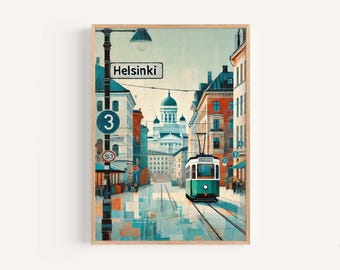 Helsinki Art Print - Scandinavian Wall Art, Finland Travel Poster, Housewarming Gift, European Artwork, Modern Helsinki Decor