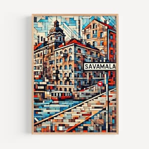 Impresión de arte mural de Savamala: póster de viaje serbio, decoración europea para el hogar, recuerdo de Serbia y regalo de inauguración.