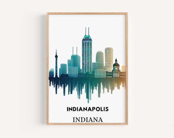 Indianapolis Skyline Art Print: Indiana Travel Poster